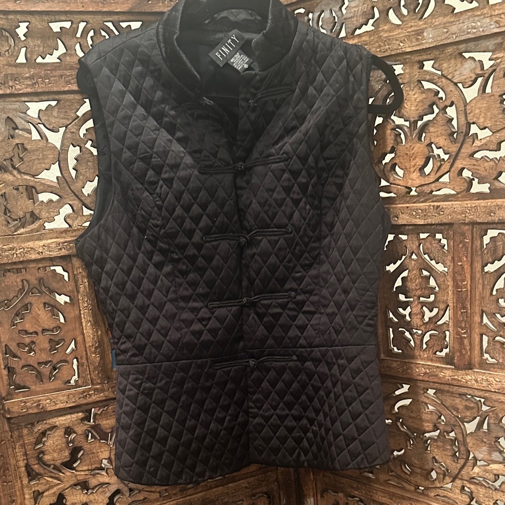 Black Quilted Silk Vest by Finity size 14